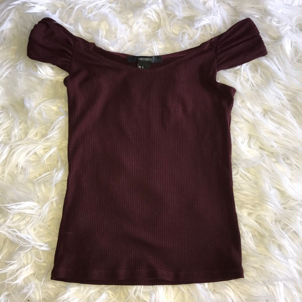 Off The Shoulder Forever 21 Shirt (Maroon)
